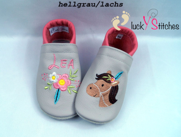 Lederpuschen Boho Ponykopf