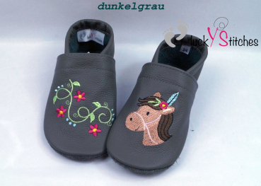 Lederpuschen Boho Ponykopf