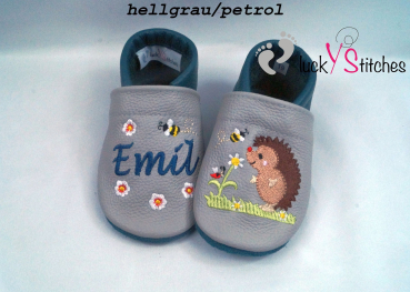 Lederpuschen Igel mit Blume und Biene 2