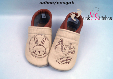 Lederpuschen Redwork Hase