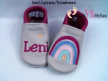 Lederpuschen Regenbogen Herz