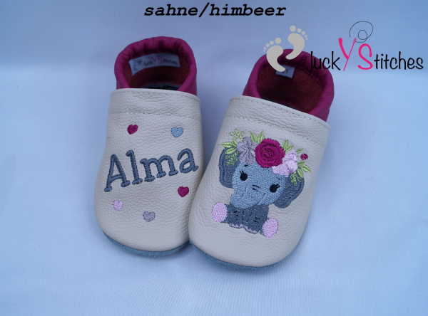 Lederpuschen Elefant mit Blumenschmuck