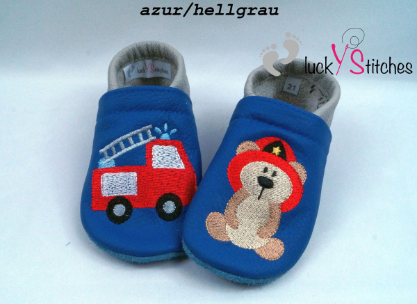 Lederpuschen Feuerwehrauto und Bär