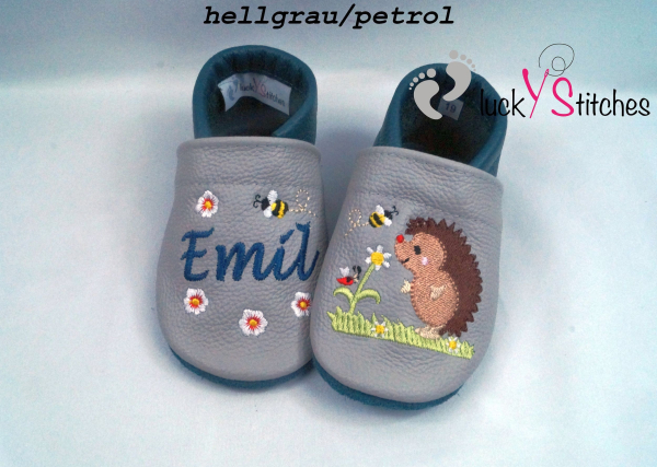 Lederpuschen Igel mit Blume und Biene 2