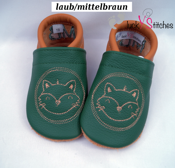 Lederpuschen Redwork Fuchs